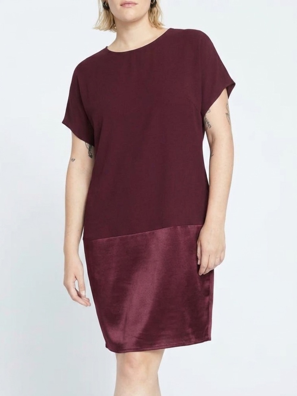 NWT Universal Standard NEW Chic Two-Tone Burgundy Dress Sz S / 14/16